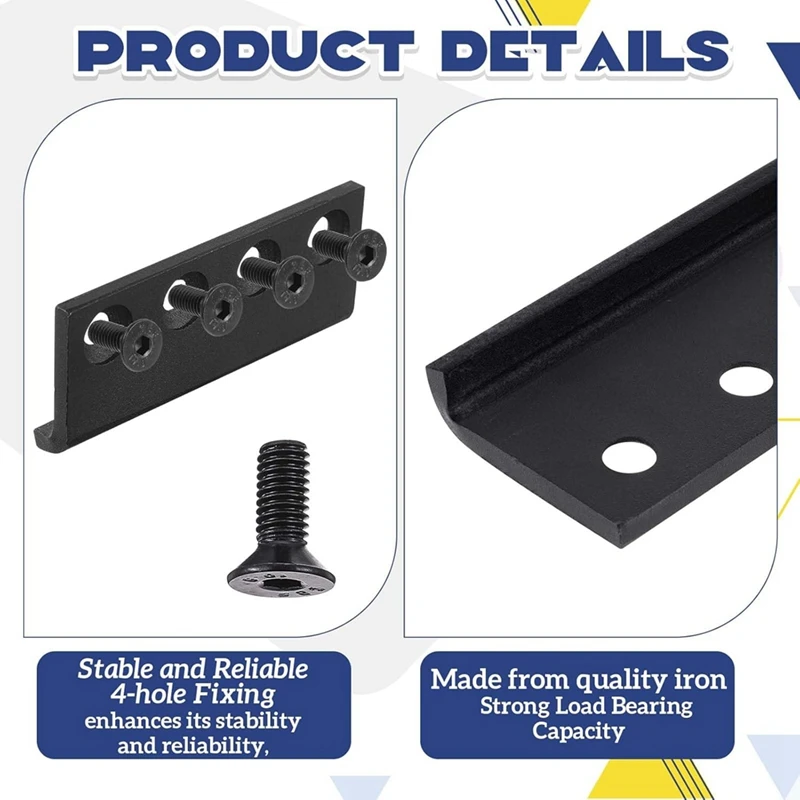 ABJI-2 conjunto de conector de trilho para porta de celeiro deslizante, adaptador de trilho em forma de l com parafusos e porcas