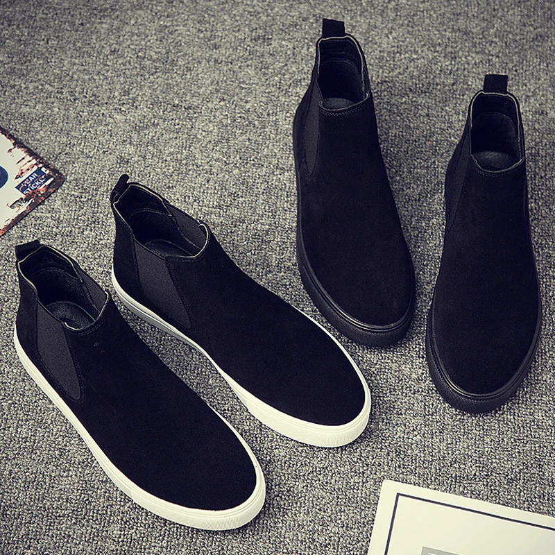 

Мужские повседневные теплые хлопковые зимние ботинки большого размера в английском стиле, уличная зимняя обувь из коровьей кожи, слипоны на плоской подошве на платформе, челси