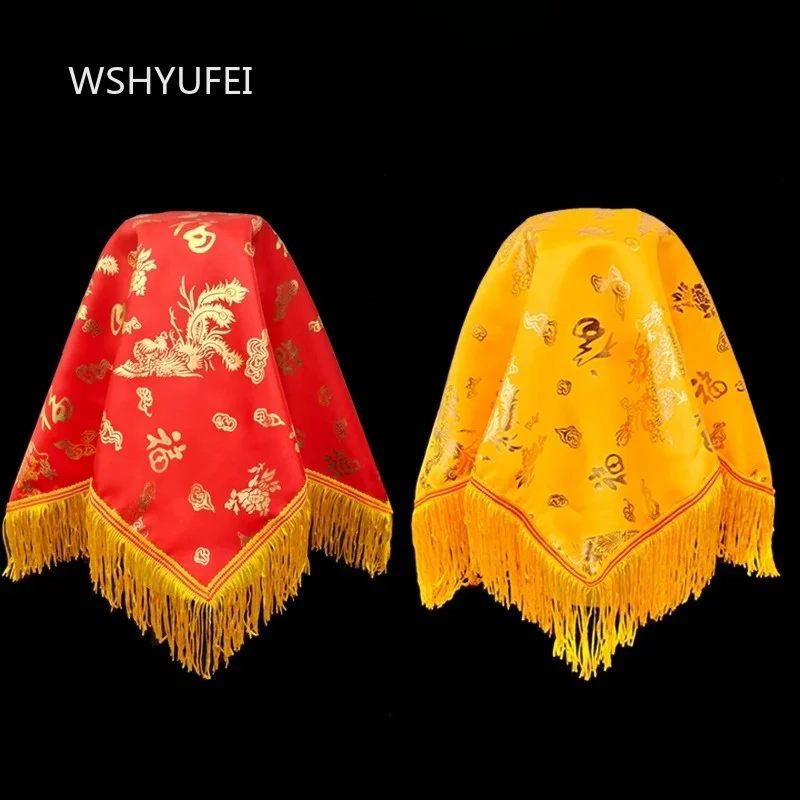 Dragon Phoenix Pattern Buddha Statue Dust Cover Cloth Tassel Decorative Cover Buddhist Instruments Temple Home Altar Ornament