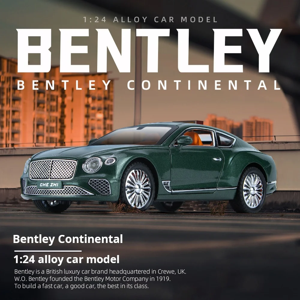

1/24 Scale Continental GT Metal Vehicle Alloy Model Car Collect Simulation Diecast Toy Sound Light Toy Kid Decoration Ornament