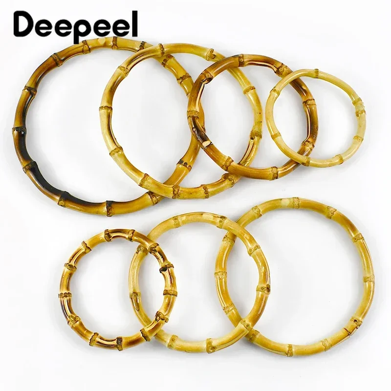 2/4Pcs Deepeel 7.5-18cm Bamboo Rings Bag Handles DIY Handmade Craft Wooden Bags Closure Round Handle Purse Woven Accessories