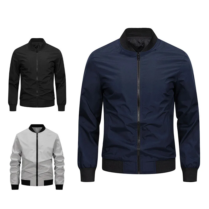 

Spring Autumn Men's Casual Jackets Fashion Baseball Coat Light Soft Flying Jackets Men Business Standing Collar Bomber Jacket