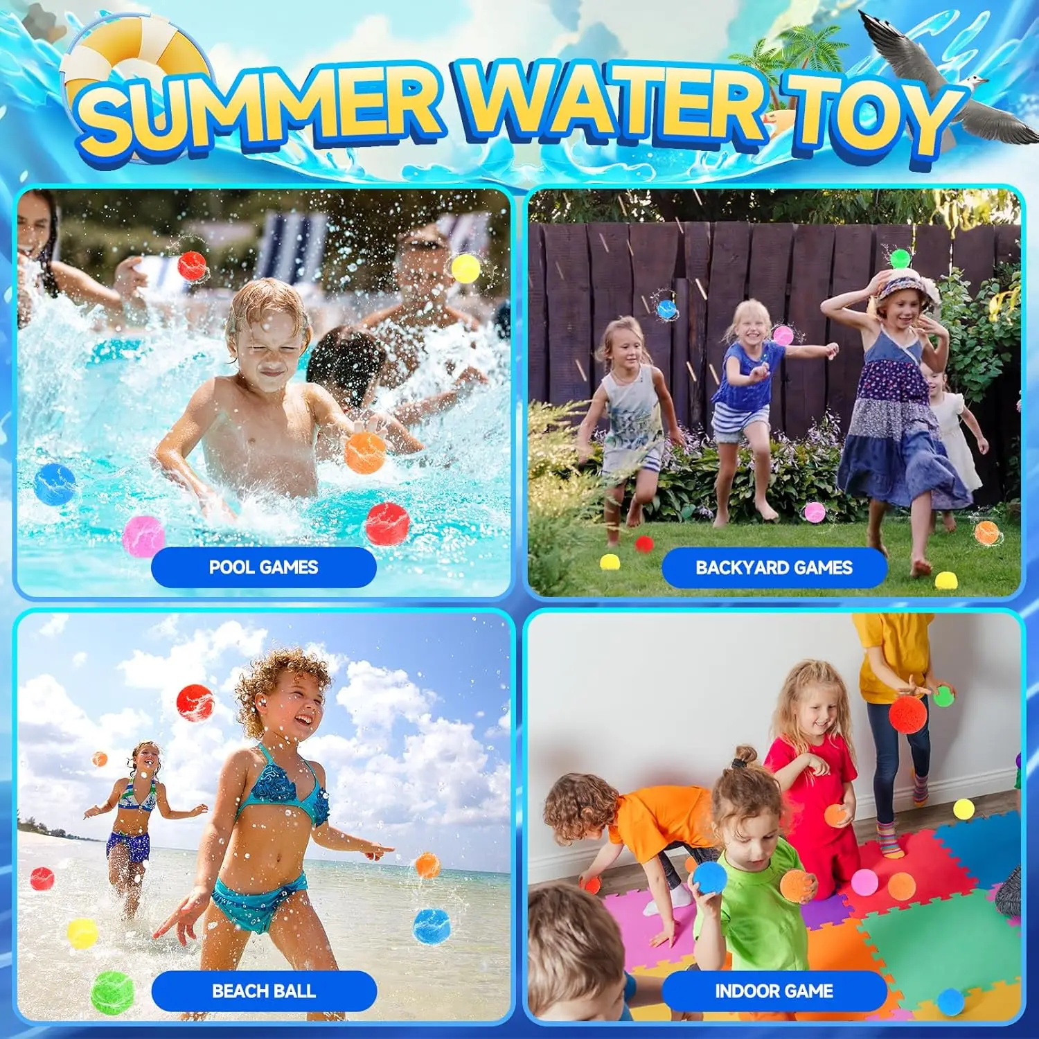 Altrek Store BEFANS 60 Pcs Reusable Water Balls, Reusable Water Balloons for Outdoor Toys and Games, Water Toys for Kids and Adults Boys and Girls - Summer Toys Ball for Pool and Backyard Fun view 2