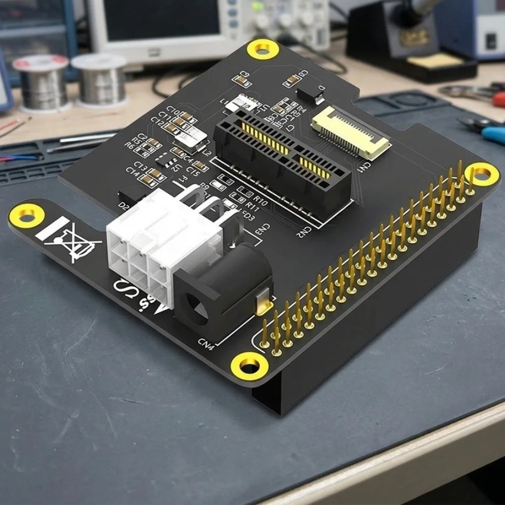 For Raspberry Pi 5 For PCIe Adapter Board FFC to For PCIe x1 Conversion Support 12V and Auxiliary DC 5 12V Input
