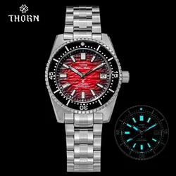 THORN Watch For Men NH35A Movement Automatic Mechanical diving BGW-9 Luminous Sapphire Transparent Case Back 20 ATM Waterproof