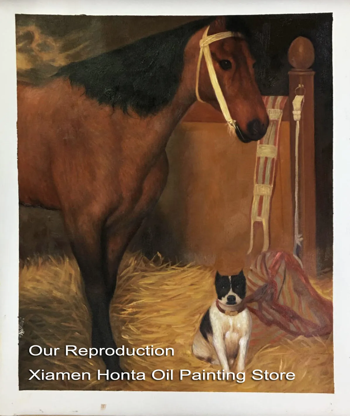 Oil Painting Reproduction on Linen Canvas,At the Stables, Horse and Dog by edgar degas ,Free  Shipping,handmade,Top Quality