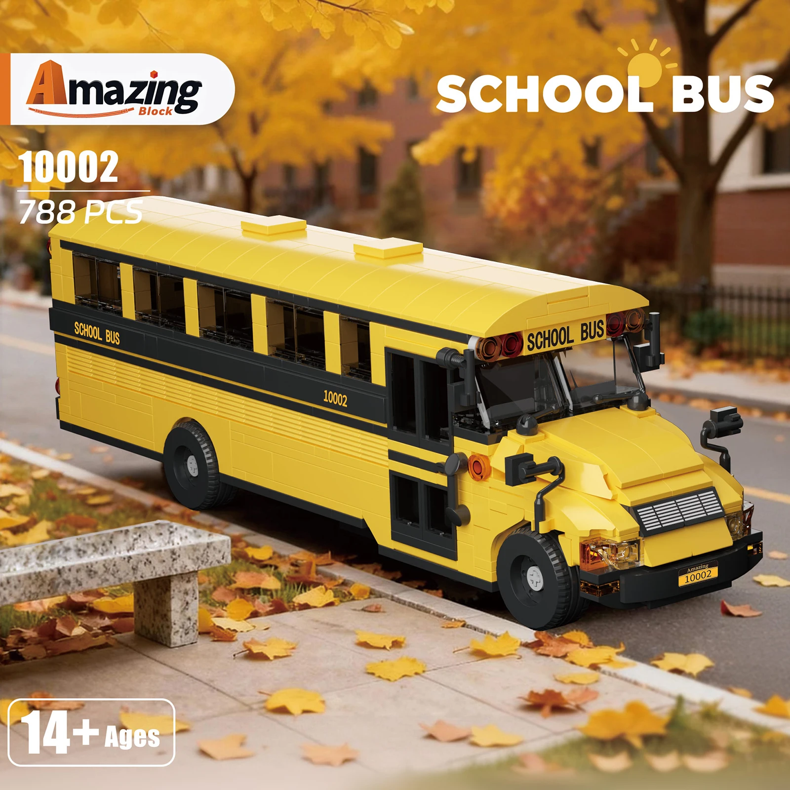 

788PCS Building Blocks Simulated Classic Yellow American School Bus Vehicle Model Kit Creative Desk Decor Boys DIY MOC Toys Gift
