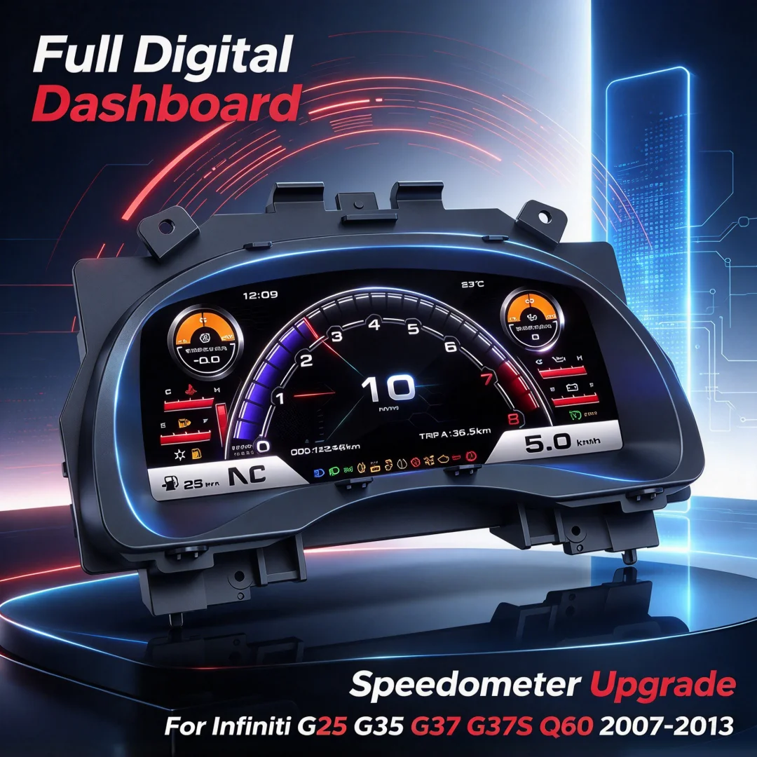 NEW Digital Dashboard For Infiniti G37 G35 G25 G37S Q60 2007-2013 LCD Instrument Cluster Speedometer Virtual Cockpit Upgrade