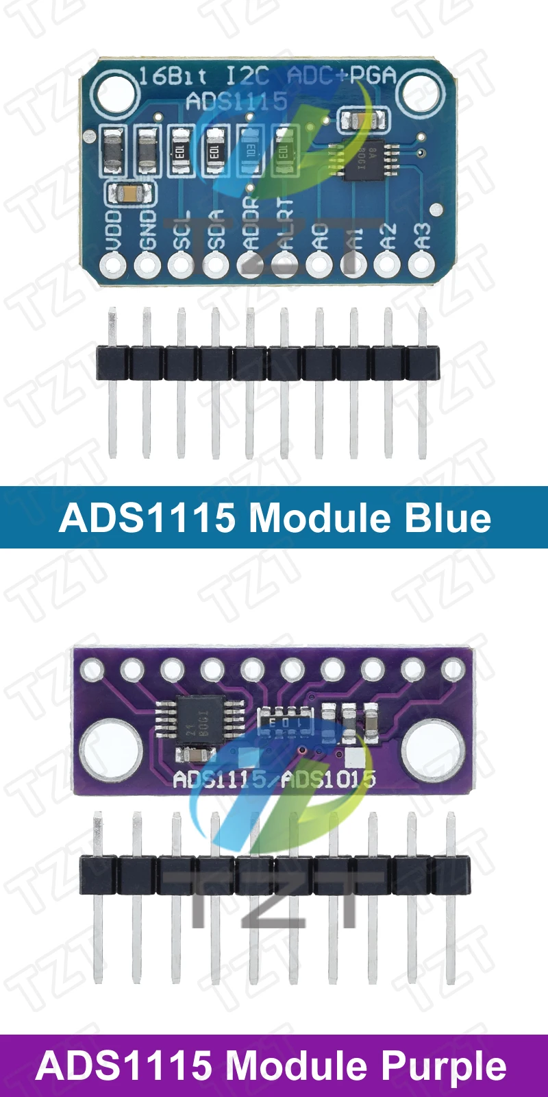 TZT 1/5 Stück ADS1115 16-Bit-I2C-Modul Präzisions-4-Kanal-Entwicklungsboard Pro Gain Verstärker 2,0V bis 5,5V für Arduino – Detail 9