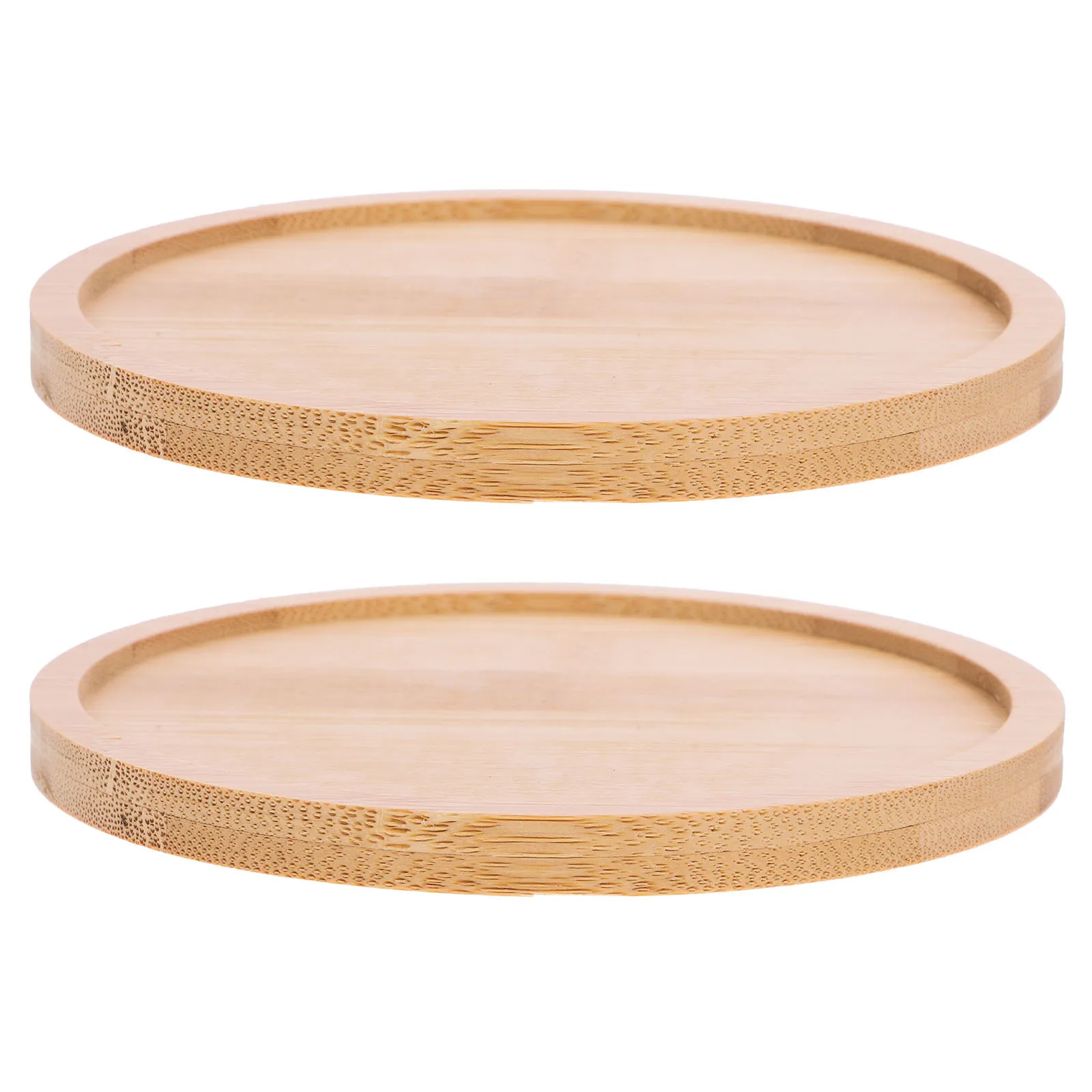 

2pcs Bamboo Tray Round Wooden Serving Trays Smooth Rustic Wood Plates For Food Snacks Fruits Home Kitchen Decor Serving Platter