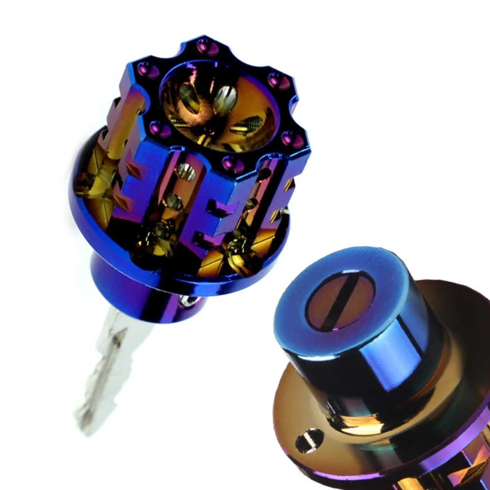 Motorcycle Key Head Modified Key Cover CNC Burnt Titanium Key Head Gear Keychain Modified Burn Key Cover-Case Shell