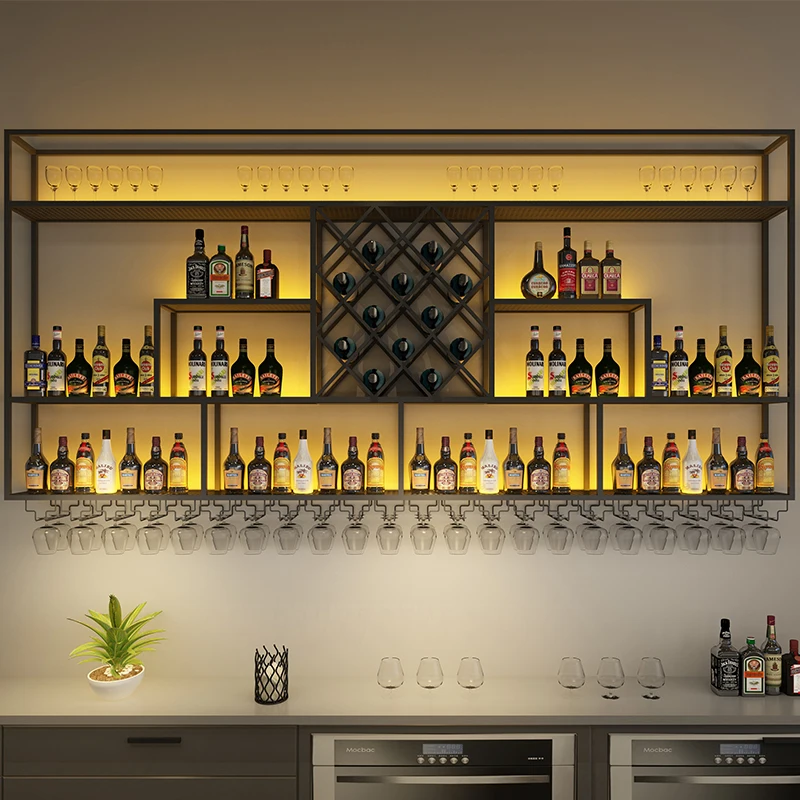 Bar Shelf Wall Mounted Bottle Mobile Events Wine Cabinet Luxury Showcase Living Room Beverage Craft Organization Mesas Furniture