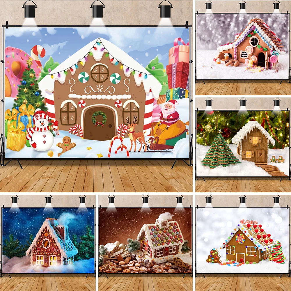 Winter Weihnachten Dorf Kulissen Fotografischen Weihnachten Claus Geschenke Süßigkeiten Dessert Decor Fotografie Hintergrund Für Foto Studio
