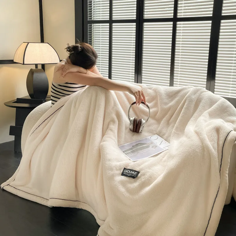 جديد الصف أ نصف الوجهين المخملية الخريف الشتاء الدفء البطانيات للسرير لينة رقيق الدفء أريكة بطانية شال القيلولة البطانيات
