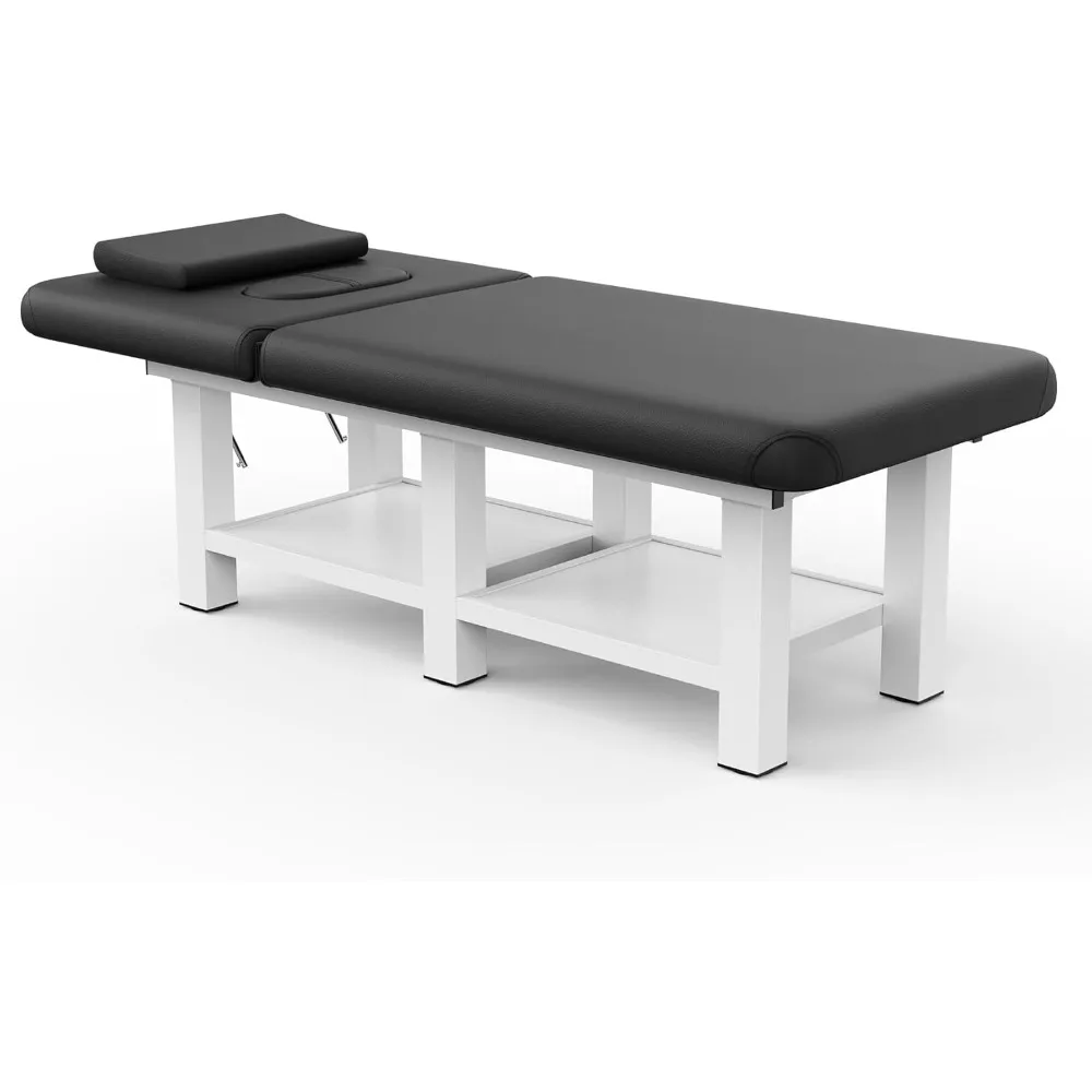 

Stationary Massage Table, 75”L 31.5''W Heavy Duty Esthetician Bed, 800LBS Metal Frame PU Leather Physical Therapy Table Spa Las
