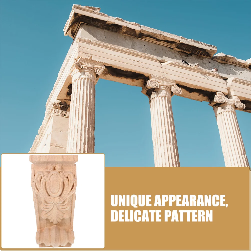 

Wooden Decorative Roman Column Corbel Carved Corner Onlay for Walls Furniture European Style Solid Wood Corbel Applique Trim