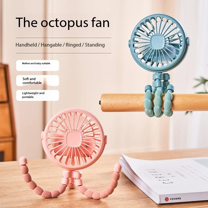 

Octopus Mini USB Fan - Handheld Clip-On Fan with Night Light for Stroller, Desk & Travel | Portable Rechargeable Cooling Fan