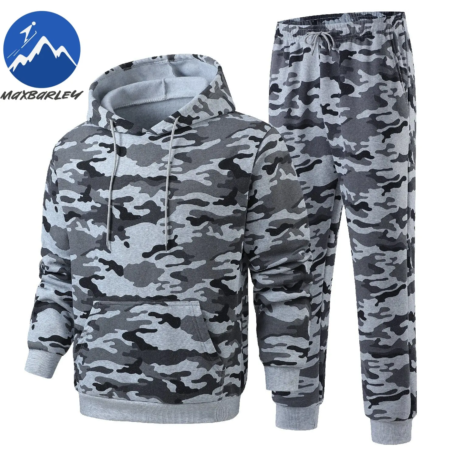 

Mens Printed Sweatshirt Pants Set Wool Pullover Warm Casual Sports Autumn Winter Lounge Wear Matching Outfit Hoodie Jogger