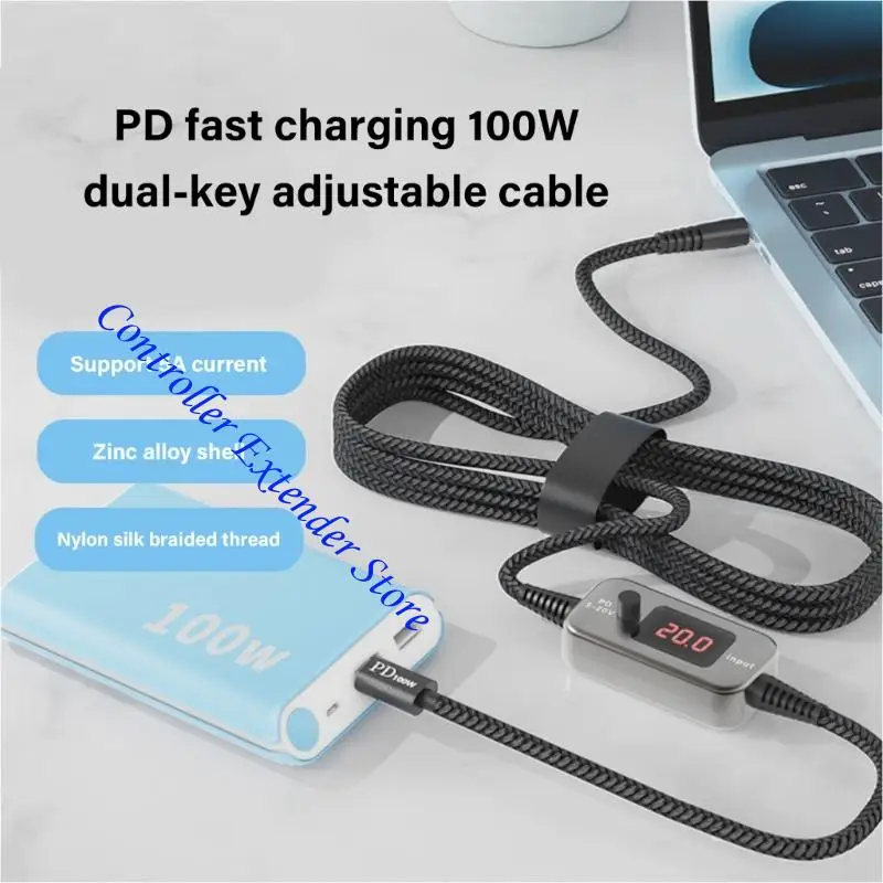 N84B شحن سريع DC5521 سلك الطاقة 5V إلى 20 فولت الفولتية القابلة للتعديل لجهاز توجيه طابعات أجهزة الكمبيوتر المحمولة وأجهزة USB C