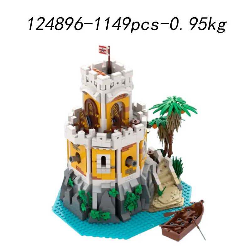 작은 입자 조립 블록 MOC-127497 해적 성 건축 모델 장난감 선물 장식품 등대 말 장식