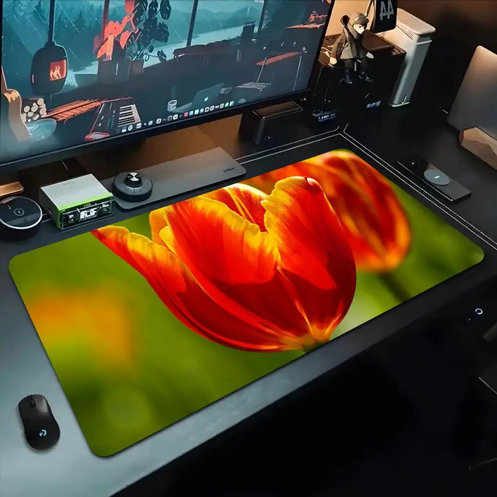 

tulip Mouse Pad 500X1000 mm Large Gaming Mousepad Gamer XL Rubber Otaku Keyboard Pad Laptop Desk Mat