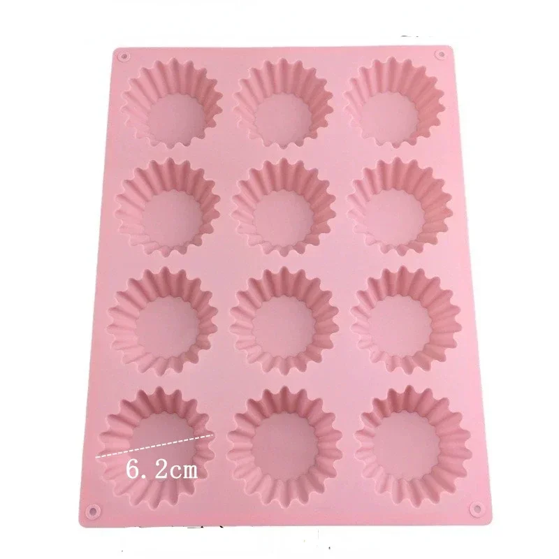 12 Cavity Round Silicone Muffin Cup Mold Cake Chocolate Egg Tart Baking Tray Silicone Cake Mold Bread Biscuit Dessert Bakeware