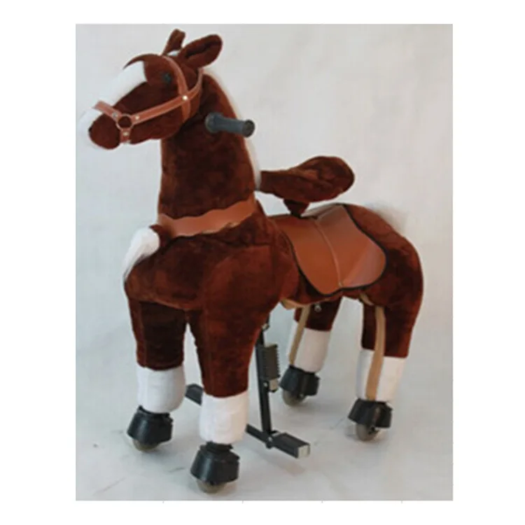 Best selling large cheap plastic toy horses toy horse on wheel for commercial