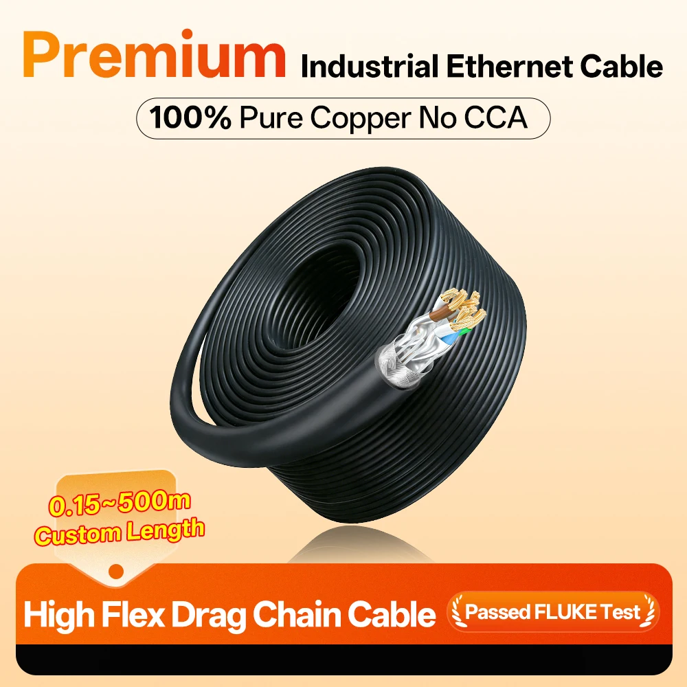 

S/FTP Industrial Ethernet Cable High Flex 26AWG Bending Resistant IP67 Waterproof For Automation CNC PLC Robot Factory