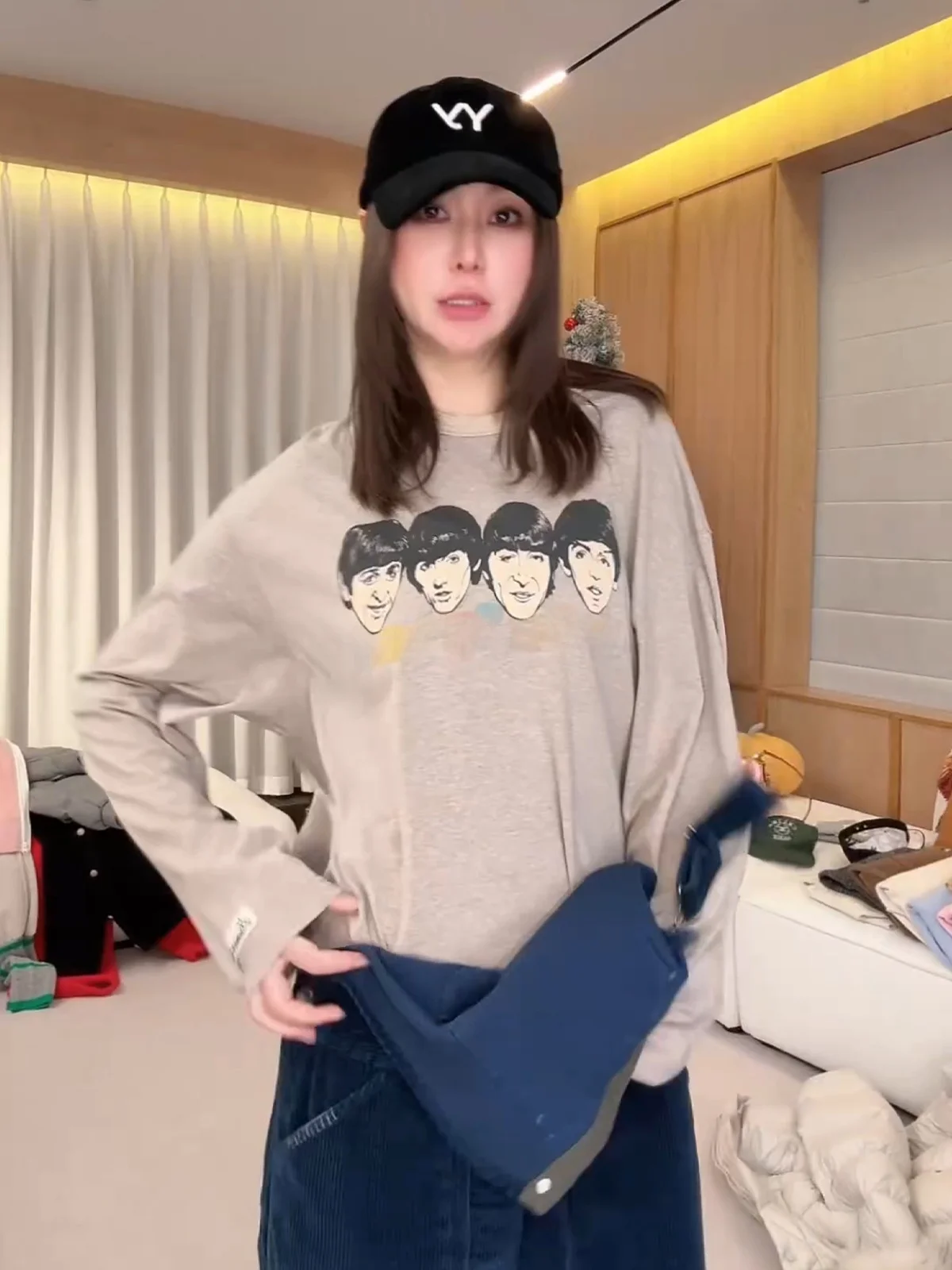 

Lin Rou Rou American Sle Printed Long Sve Pure Cotton Base Layer T-irt Women's Spring New Casual Loose Fit Comfortable