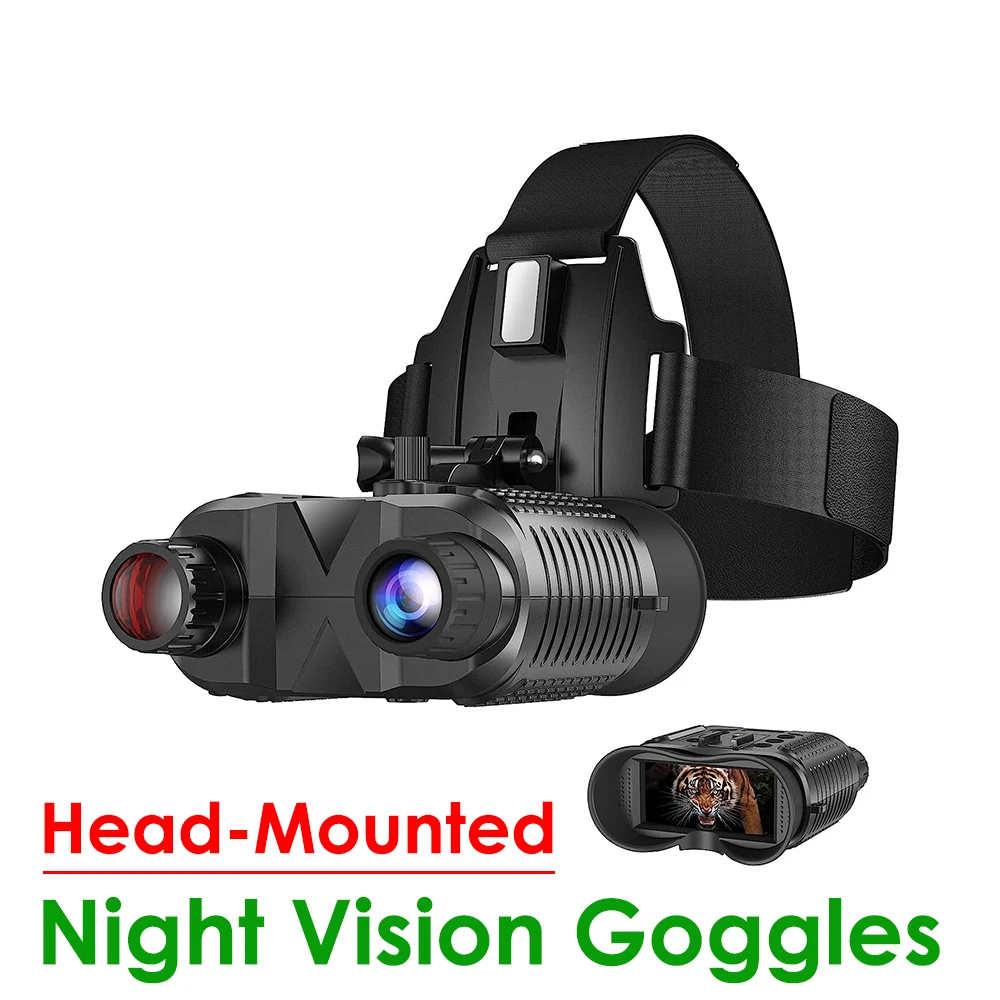 

Starlight Head-Mounted Night Vision Goggles - Rechargeable Hands-Free Binoculars with 1312FT Infrared Viewing & 8X Digital Zoom