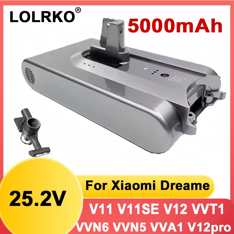 Batterie haute capacité 5000mAh-pour aspirateur Xiaomi Dreame V11 V11SE V12 VVT1 VVN5 VVN6 VVA1 batterie Li-ion de remplacement