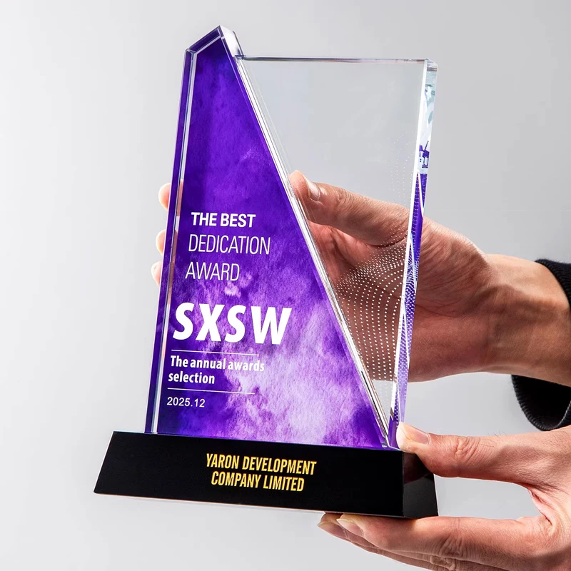 

Customized Crystal Trophy, Color Printing Prize Sports Annual Meeting Awards Outstanding Employee Souvenir, Home Decoration, 1Pc