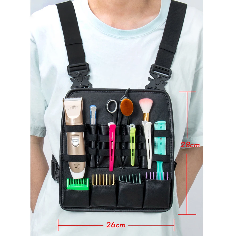 Barber\'s multifunctional tool kit with shoulder strap chest bag scissors comb bag Salon hair care supplies storage bag