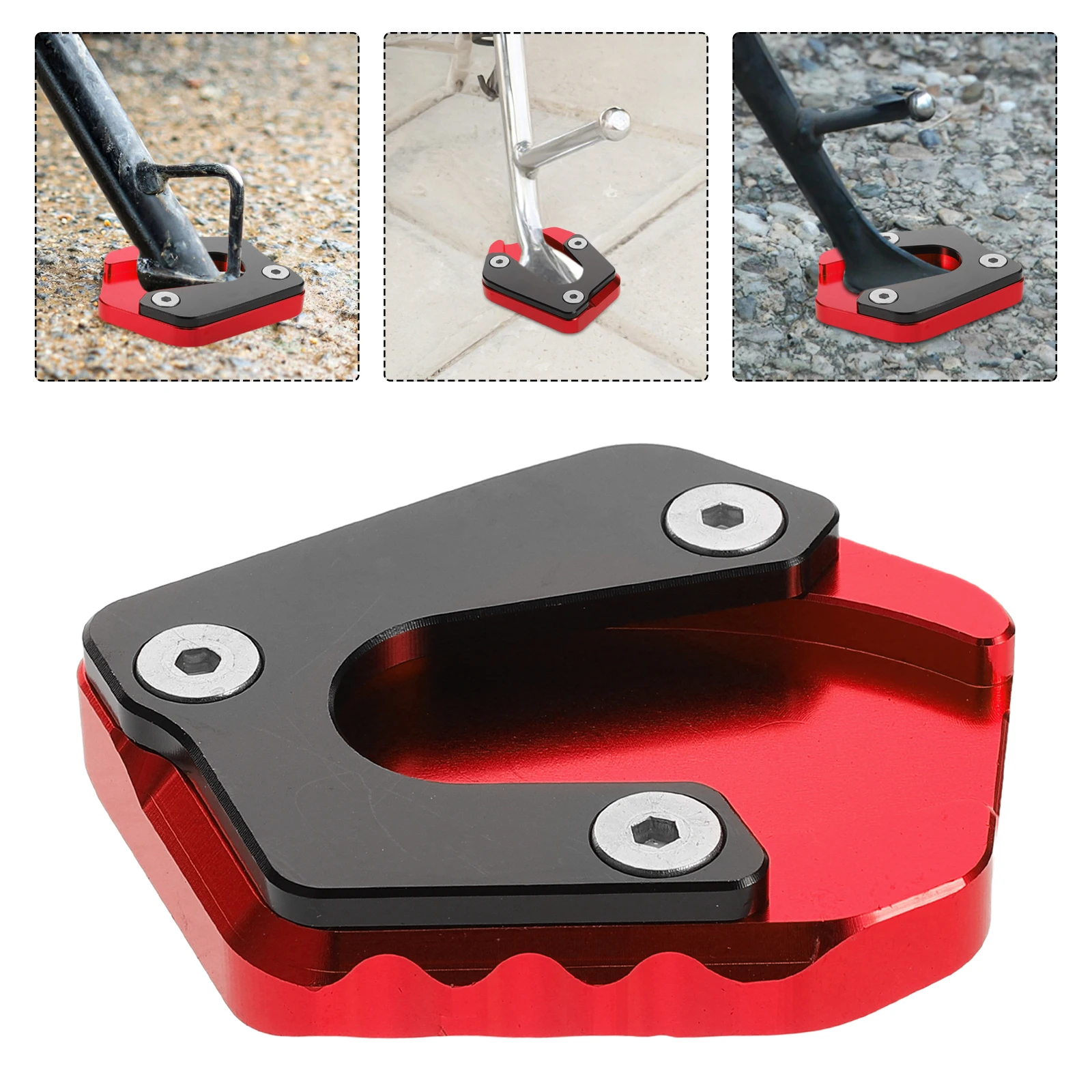 

Aluminum Alloy Kickstand Weather Resistant Compact Portable For Grass Sand Snow Side Stand Support Pad Motorcycle Kickstand