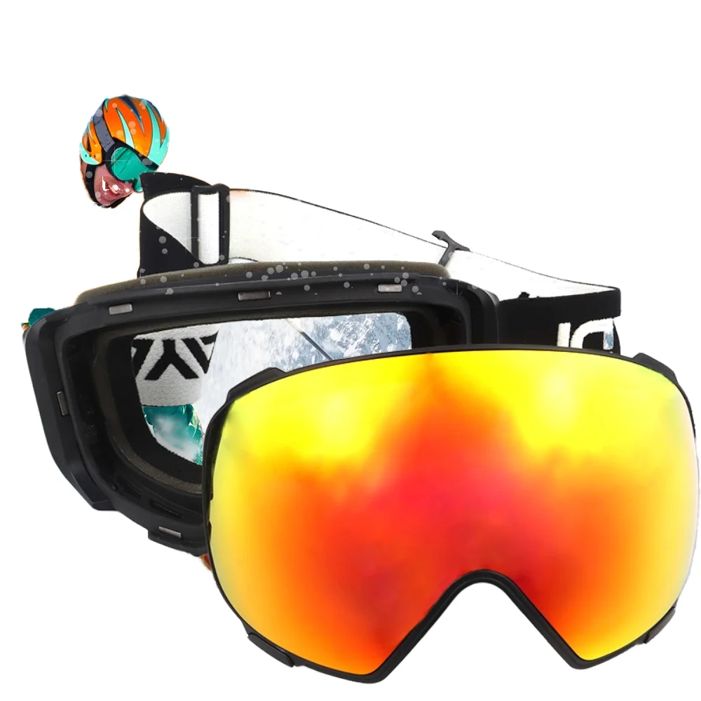 

OEM-защитные лыжные очки с защитой UV400, противотуманные спортивные очки для сноуборда с магнитными ремнями для линз, материал TR-рамы