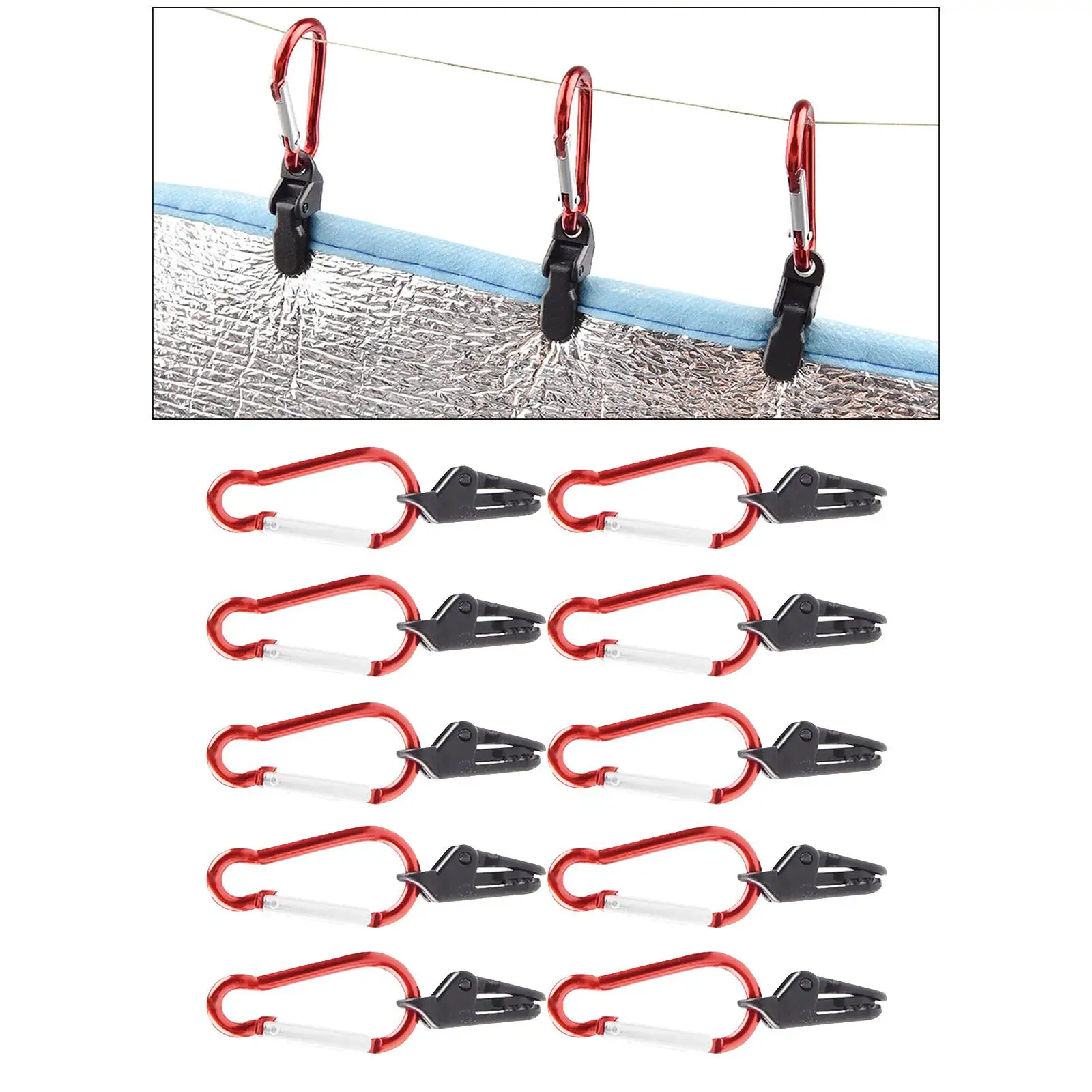 10x Durable Clips Tarpaulins Tent Clamps Holding Hiking Canopy Lock