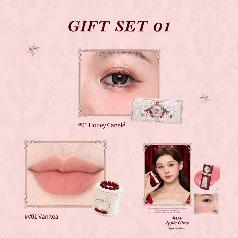 مجموعة مكياج فلاور نوز سترابيري كيوبيد كوليكشن مجموعة هدايا مكياج تشمل لوحة مكياج كريم شفاه سائل أحمر خدود نباتي