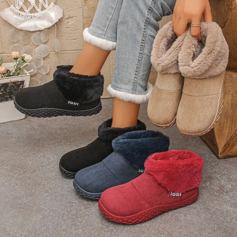Women's Boots Trend 2026 New Platform Snow Boots for Women's Home Thick Warm Shoes Women's Outdoor Fur Velvet Ankle Short Boots