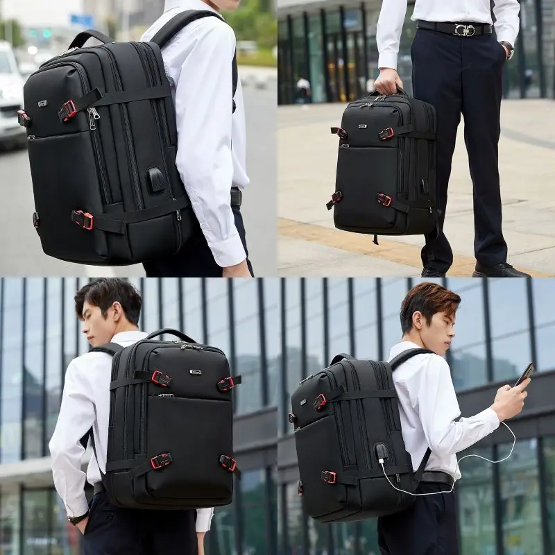 WIERSOON 49*34*21 Male Expandable Large Capacity Traveling Backpack for 17 inch Laptop Men\'s Backpack Approved Weekender Bag