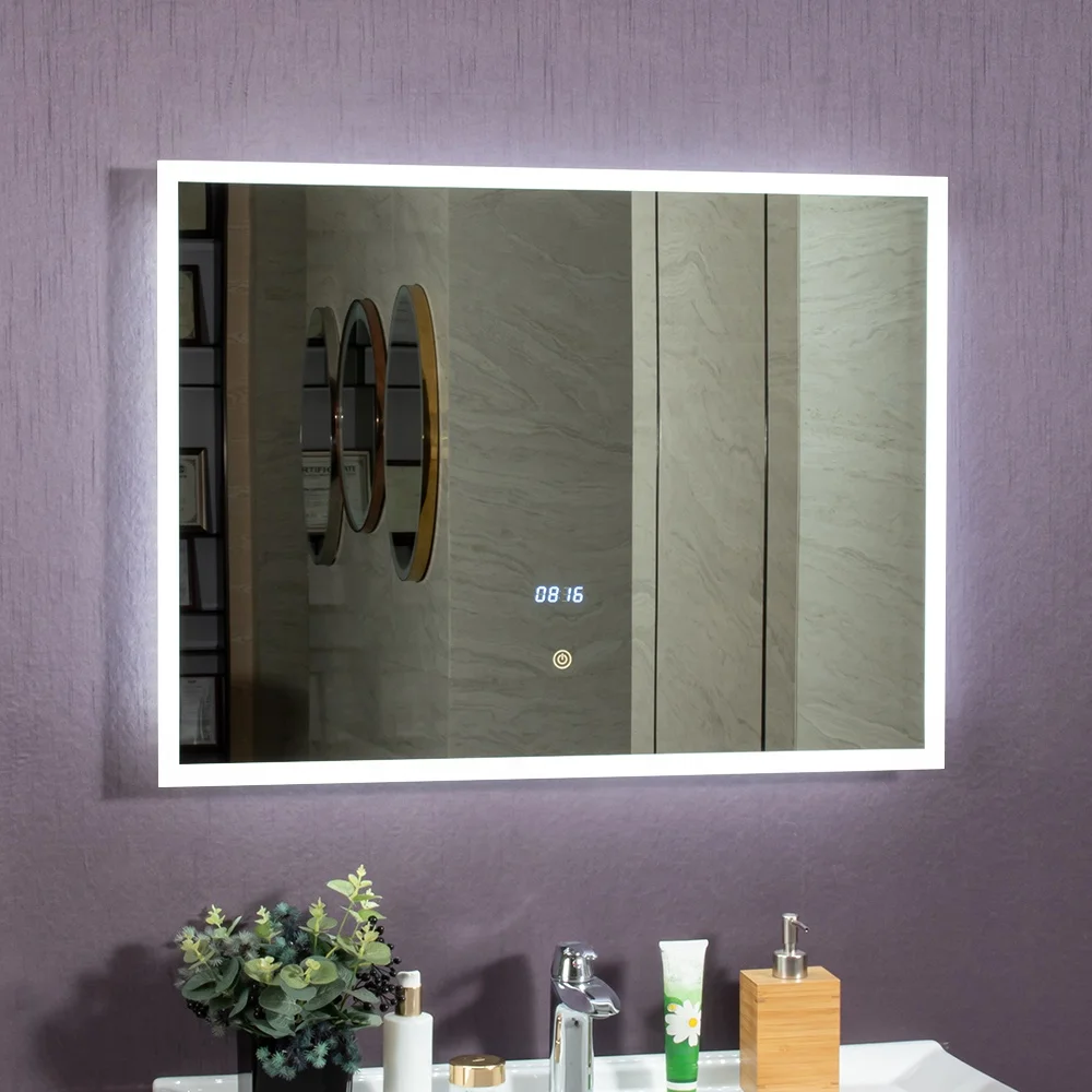 

Wholesale Wall Mount Fog Free Shower Large Lighted Up Bath Mirror Hotel Illuminated Bathroom Smart LED Mirror