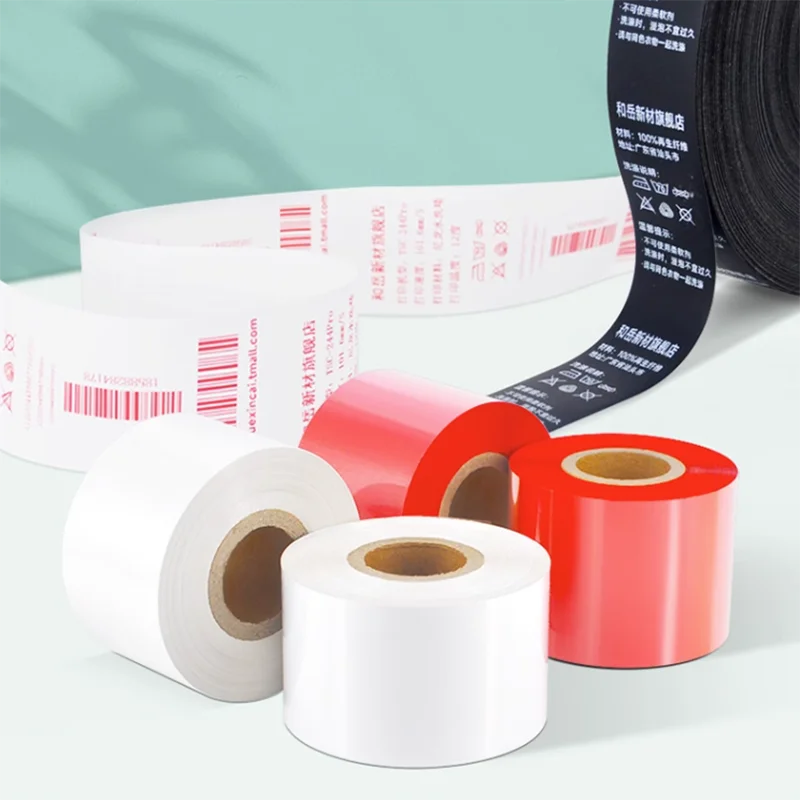 White Red All Resin Carbon Tape for Nylon Cloth Washing Label TPU Shoe Label Barcode Printing Thermal Transfer Ribbons