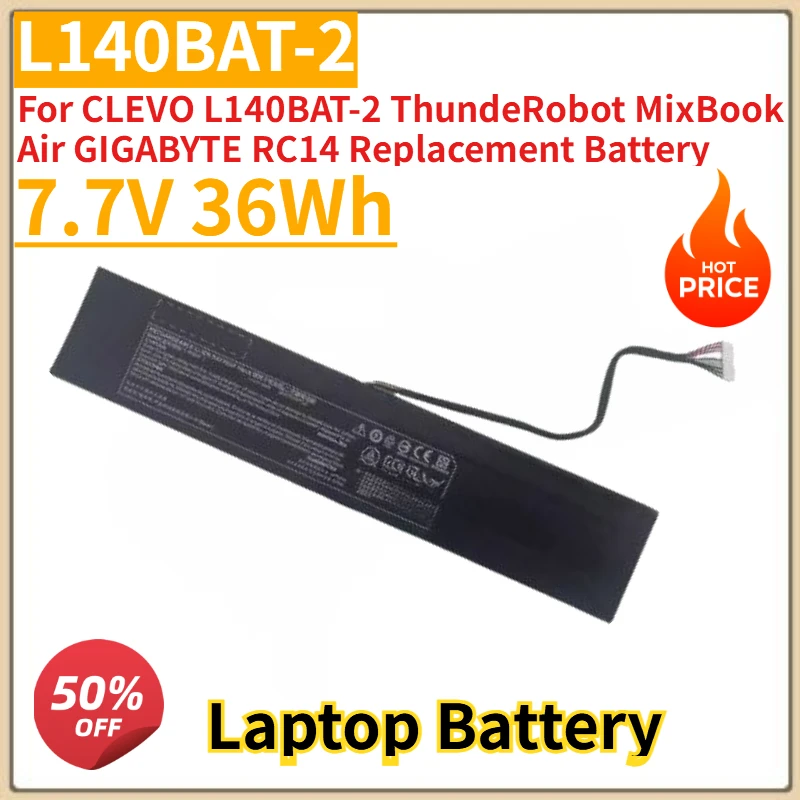 New L140BAT-2 Laptop Battery 7.7V 36Wh For CLEVO L140BAT-2 ThundeRobot MixBook Air GIGABYTE RC14 Replacement Battery