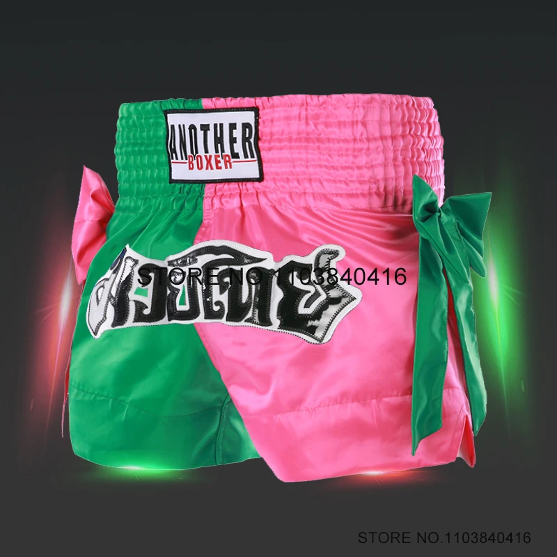 

Muay Thai Shorts Women Bow Ribbon Shorts for Thai Boxing for Children Men Martial Arts Fighting MMA Clothes Kickboxing Shorts