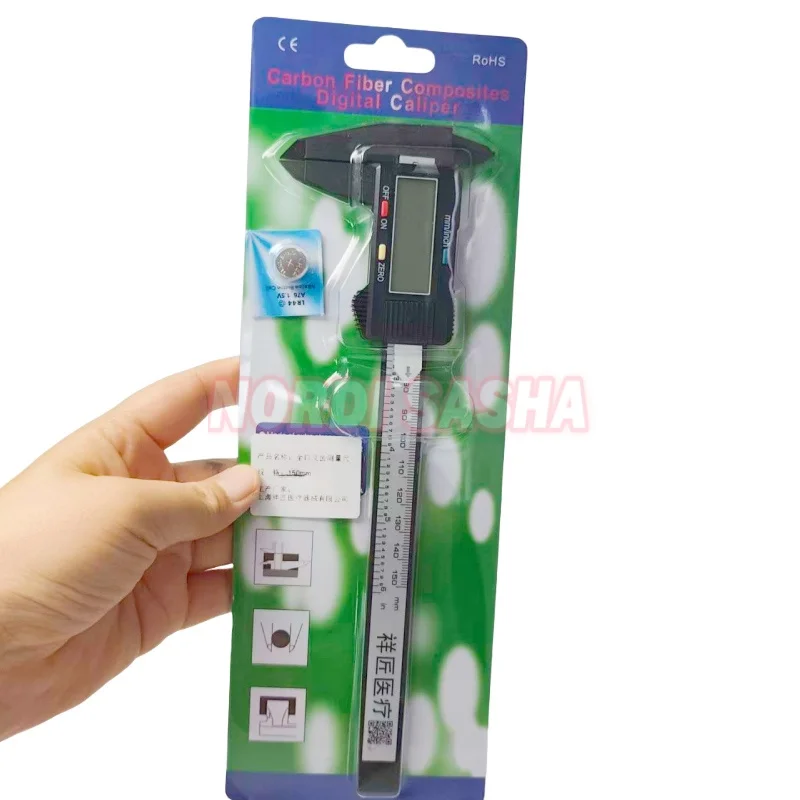 

Dental 150mm Electronic Digital Caliper Carbon Fiber Dial Vernier Play Caliper Vernier Ruler Dental Lab Full-Mouth Denture Tool