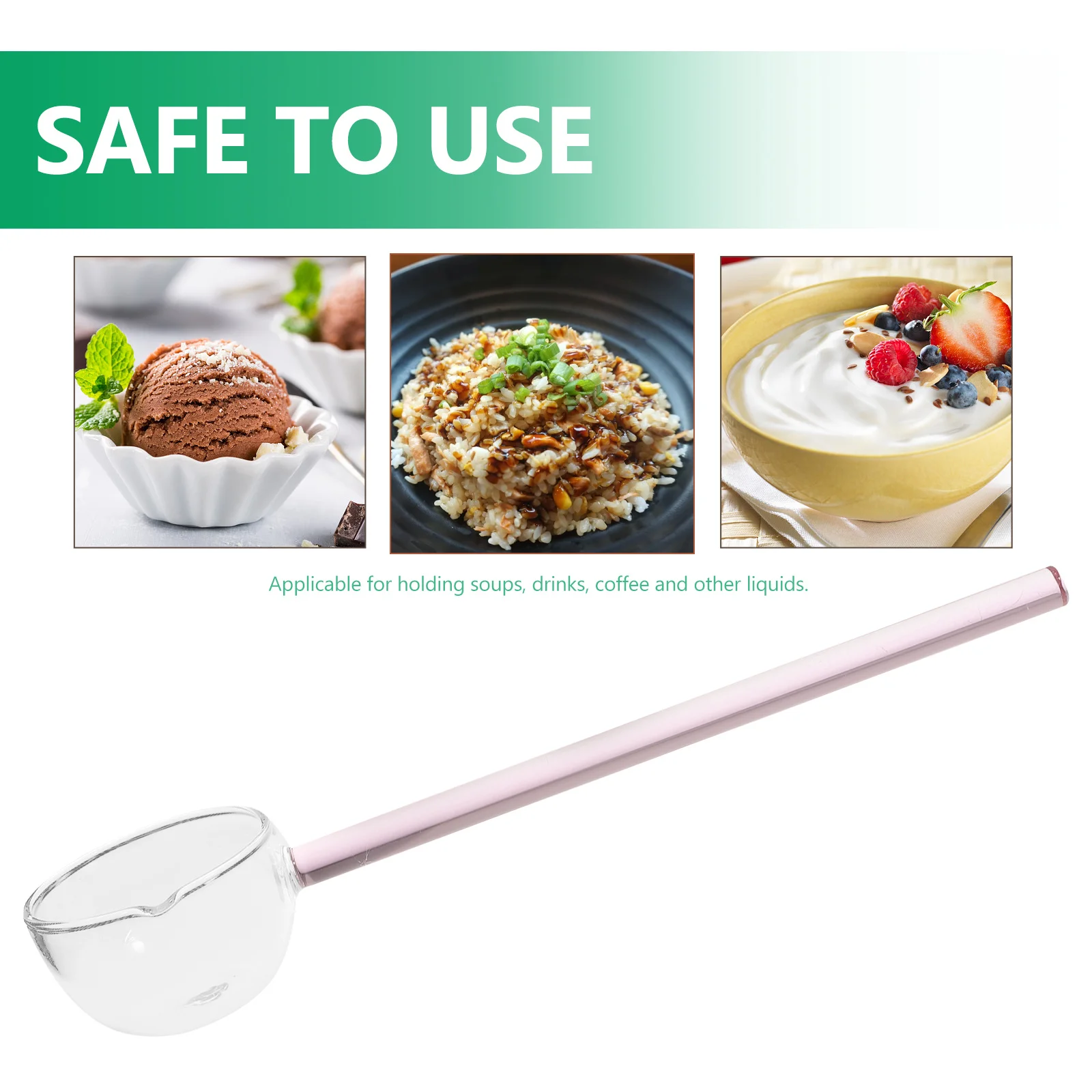 

Glass Soup Spoon Ideal for Ergonomic Handle Beautiful Unique Design for Daily Use Stirring Spoon Breakfast Scoop