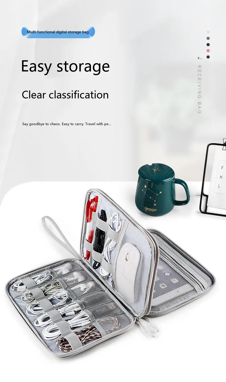 Große Kapazität Digitale Zubehör-Aufbewahrungstasche Wasserdichter Kabel-Organizer-Beutel für Kopfhörer und USB-Laufwerke – Detail 1