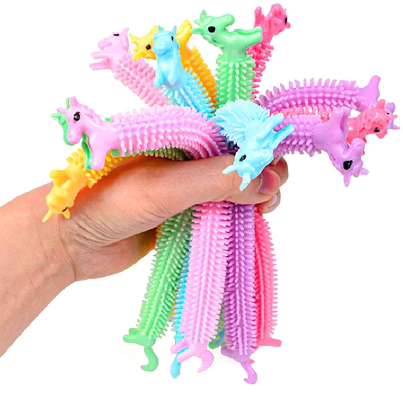 New creative TPR Lalalai unicorn stress relief toys, children\'s toys decompression vent toys, cute pet drawstring caterpillars