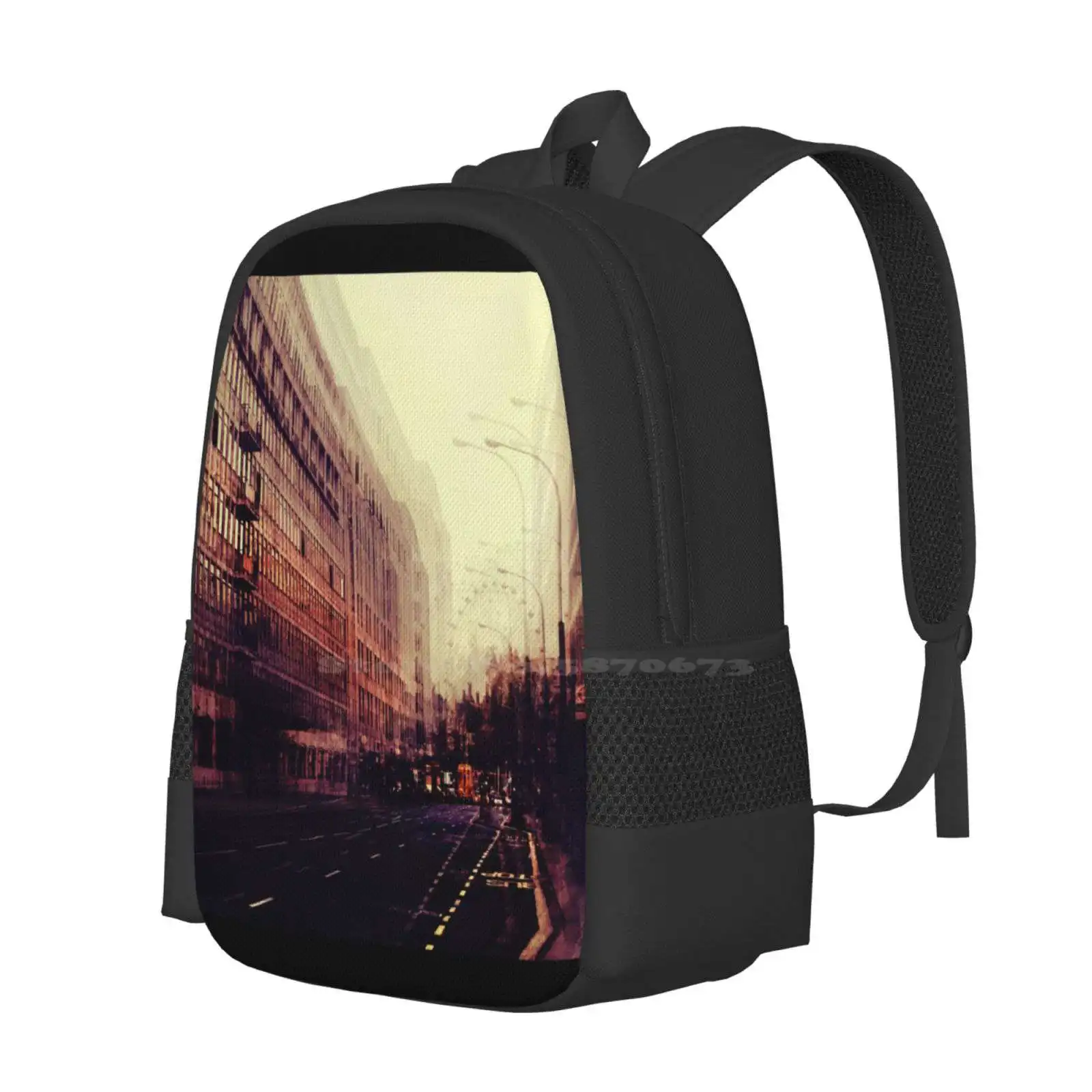 London Pattern Design Bagpack School Bags England Uk Urban Street Multiple Exposure Case Cover Cool London Eye City United