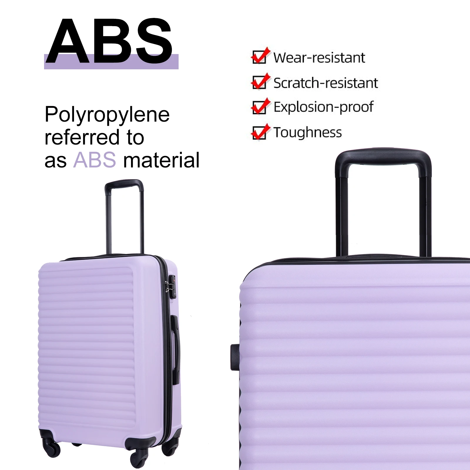 Travelhouse Hardshell Suitcase ABS+PC Luggage Sets Lightweight Durable Suitcase with TSA Lock,3-Piece Set (20/24/28)