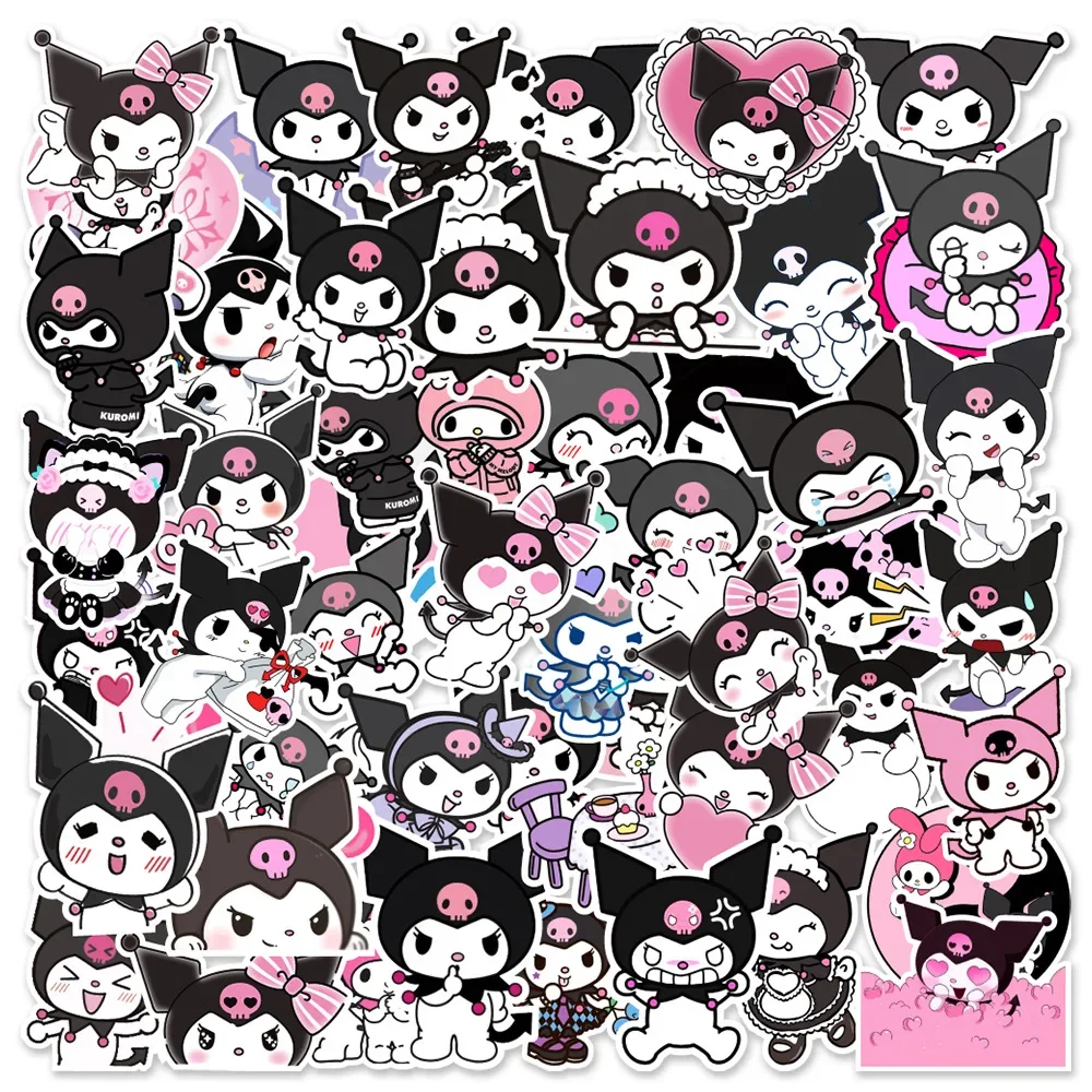 50Pcs Sanrio Anime Kuromi Stickers Laptop Skateboard Guitar Suitcase Motorcycle Graffiti Decal Waterproof Kawaii Sticker Toy